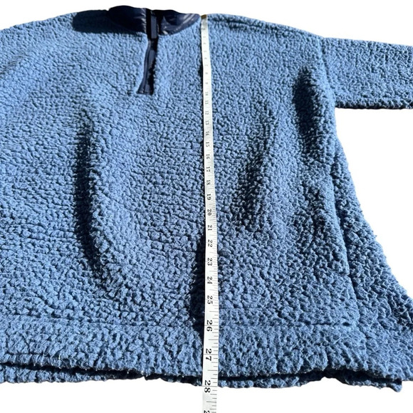 Aerie Dream Sherpa Quarter Zip Sweatshirt Marbled Blue Medium Oversized Pullover - Picture 10 of 13